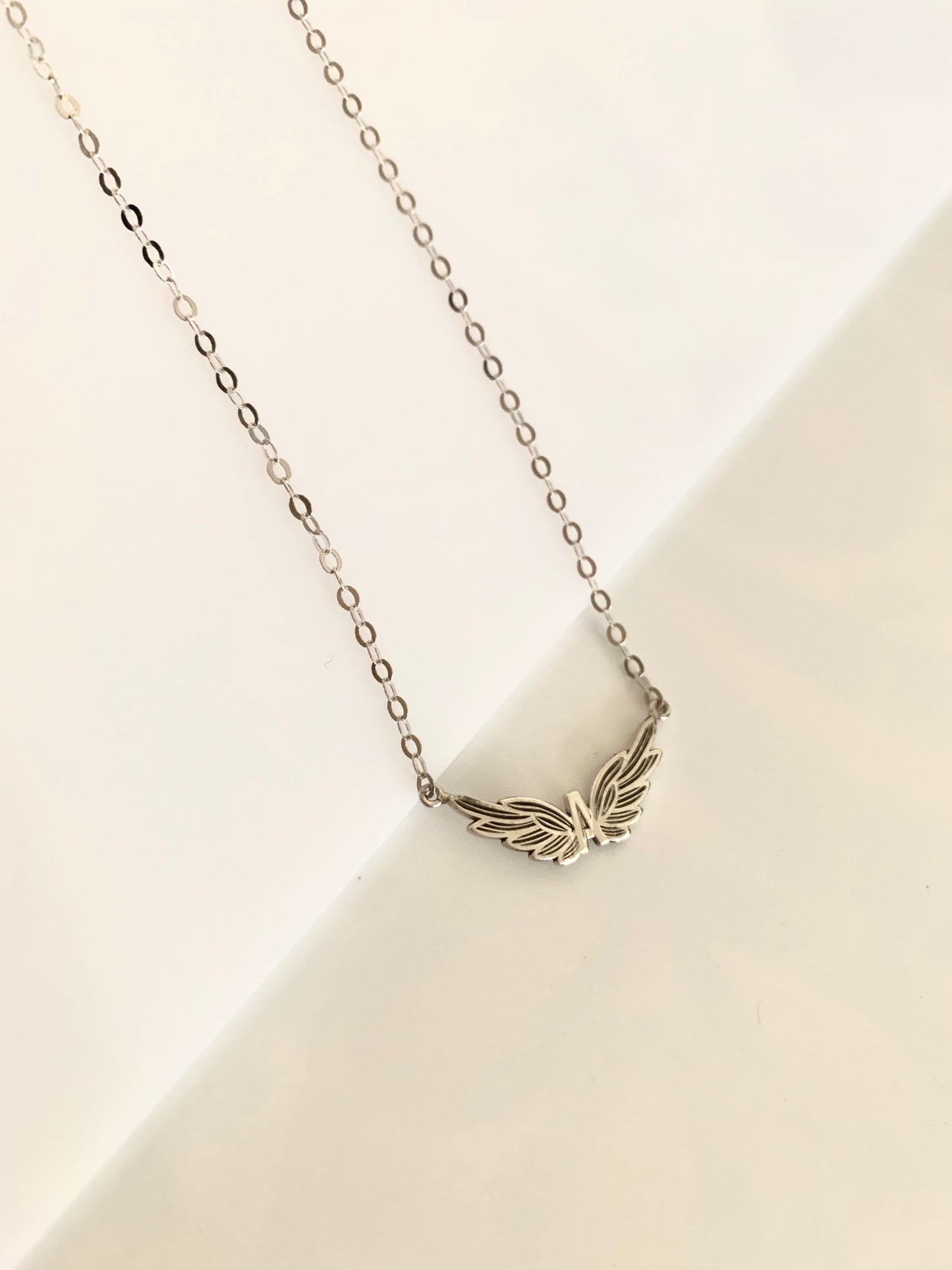 Wing necklace - guardian angel necklace - white gold wings - angel wing - kendall - a set of 18k white gold wings on a 18k white gold chain