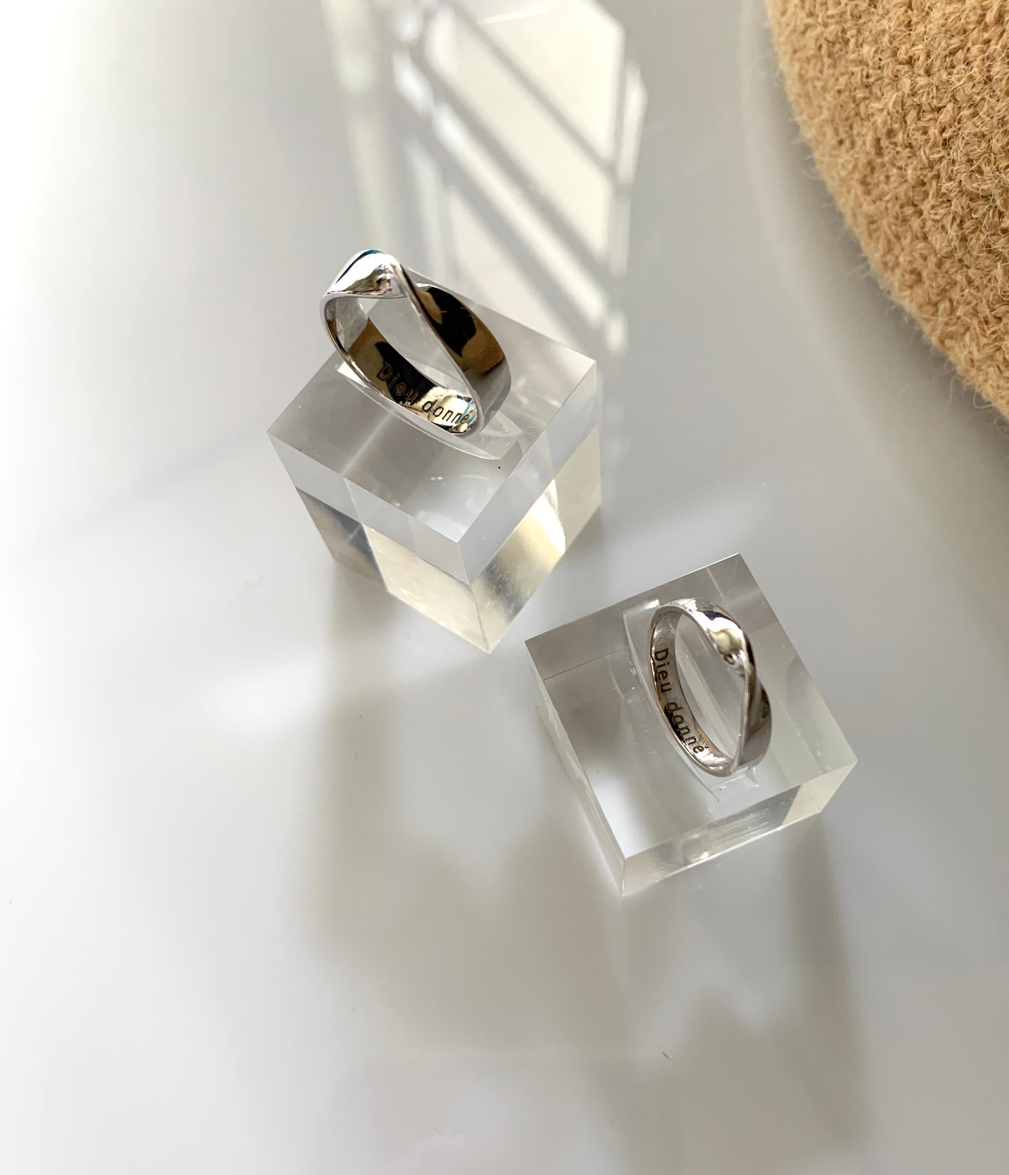 White gold twisted wedding rings.
