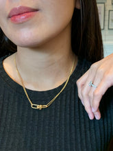 Load image into Gallery viewer, Double Gold Strands Necklace With Double U Link Pendants in 18K Gold- Tiffany HardWear Inspired
