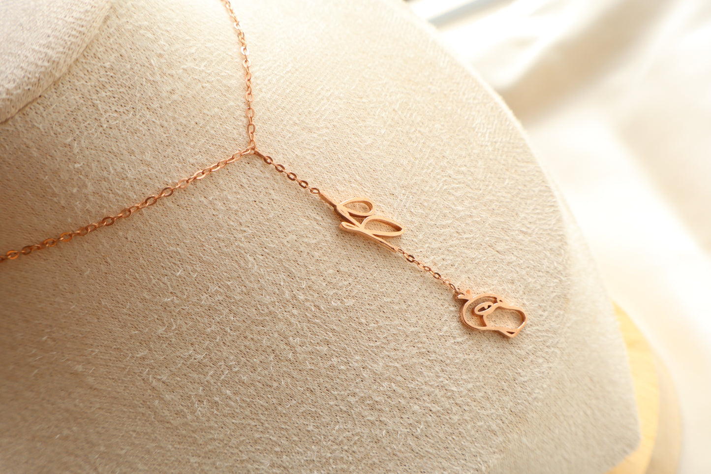 Rose gold plated silver customized necklace featuring delicate 12mm pendants on a 20-inch chain, minimal and lightweight design made for everyday wear — Custom corporate necklace in gold plating, bulk orders for Singapore corporate awards.