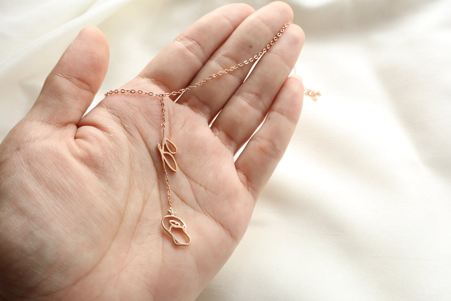 Rose gold plated silver customized necklace featuring delicate 12mm pendants on a 20-inch chain, minimal and lightweight design made for everyday wear — Custom corporate necklace in gold plating, bulk orders for Singapore corporate awards.