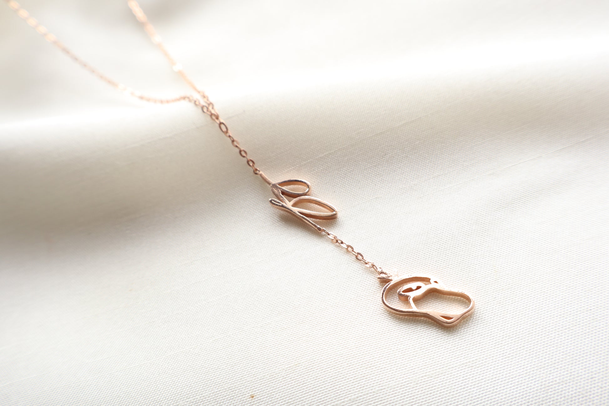 Rose gold plated silver customized necklace featuring delicate 12mm pendants on a 20-inch chain, minimal and lightweight design made for everyday wear — Custom corporate necklace in gold plating, bulk orders for Singapore corporate awards.