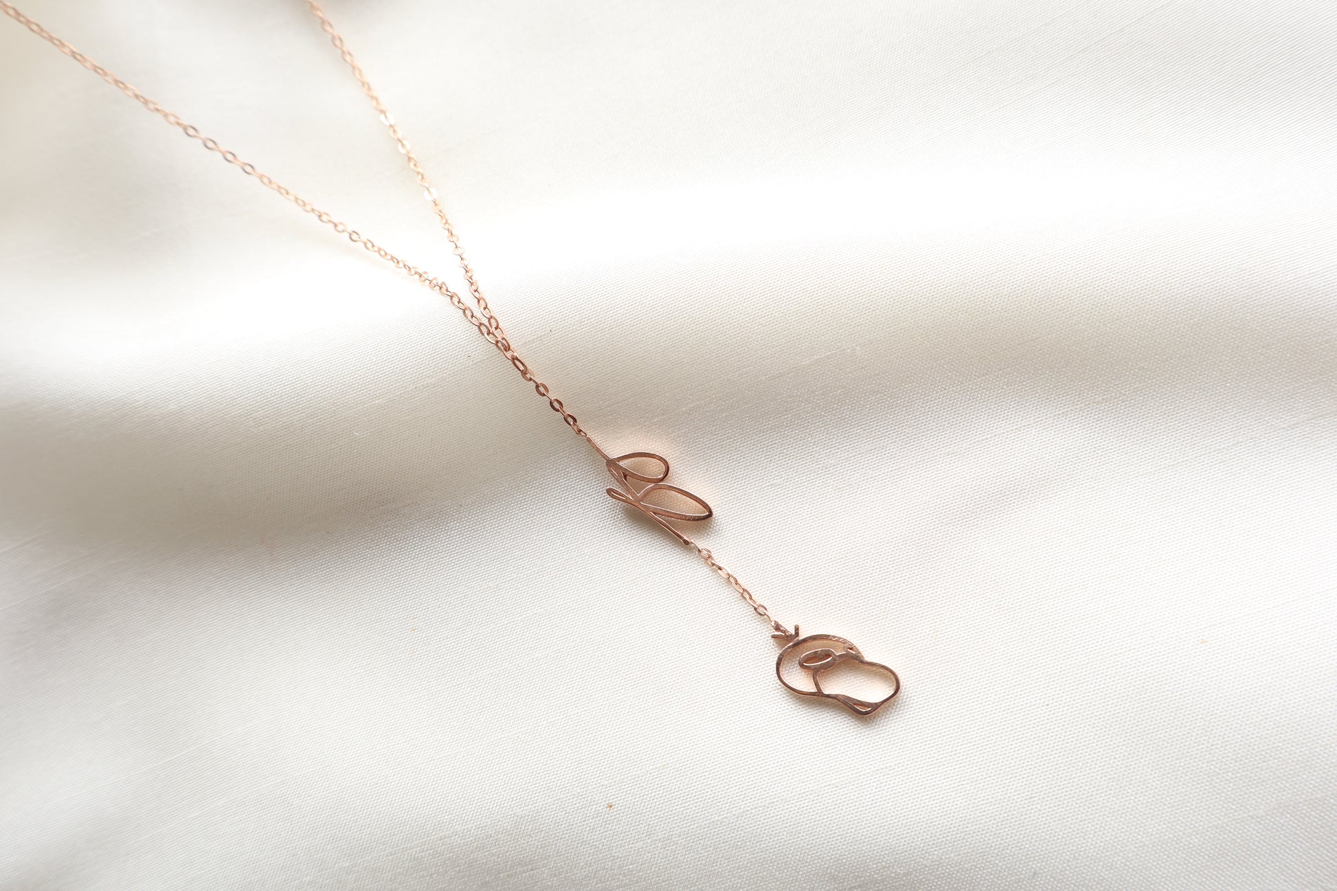 Rose gold plated silver customized necklace featuring delicate 12mm pendants on a 20-inch chain, minimal and lightweight design made for everyday wear — Custom corporate necklace in gold plating, bulk orders for Singapore corporate awards.