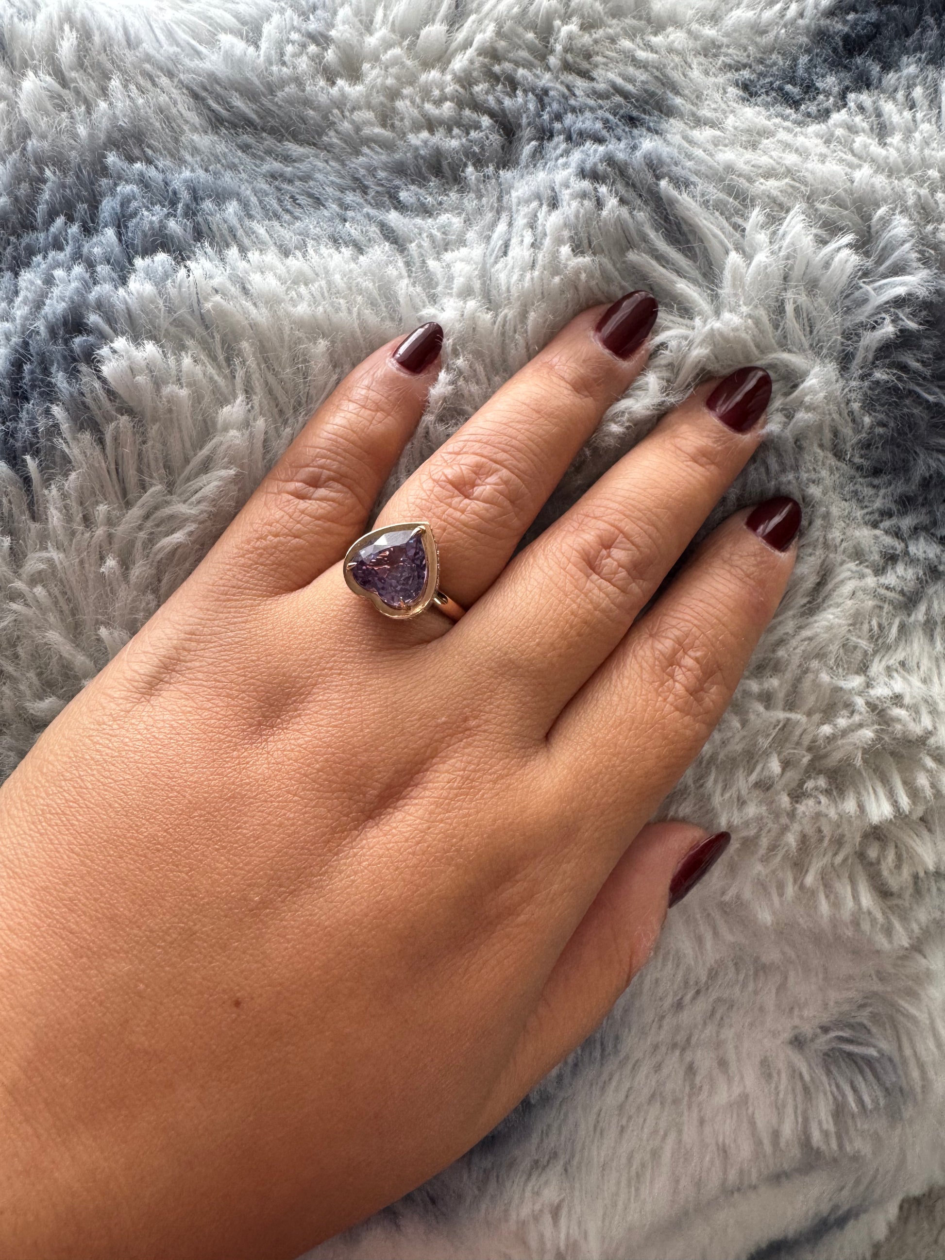 Custom 18K rose gold alexandrite ring with diamond accents, designed in Singapore for corporate gifting and luxury branding with exclusive packaging.