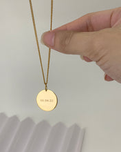 Load image into Gallery viewer, A 14 karat gold engraved with a date 05.04.2022. Hang on a 14 karat gold chain.
