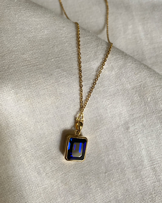 Emerald Cut Sapphire Necklace - September Birthstone - Gemstone Necklace