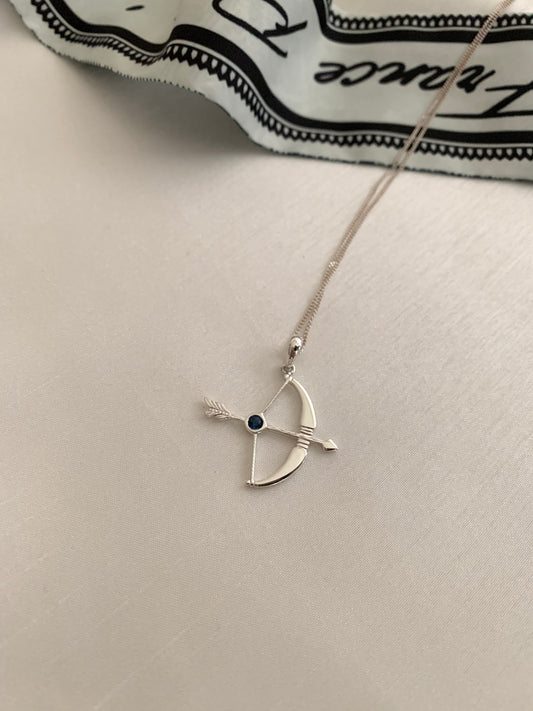 Bow Arrow Necklace, White gold, Charm Jewelry, Archery, Archer Inspired, Sagittarius, Zodiac Sign Jewelry, Sag, December Sign