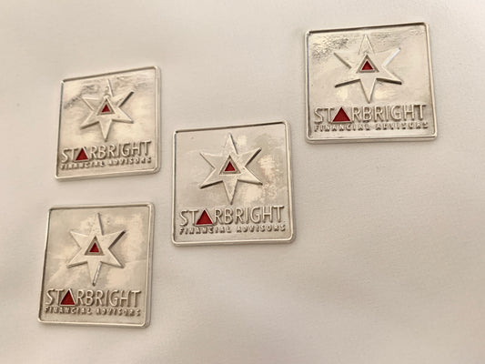 A star at the center of a silver emblem. A representation of the company-its own logo. 